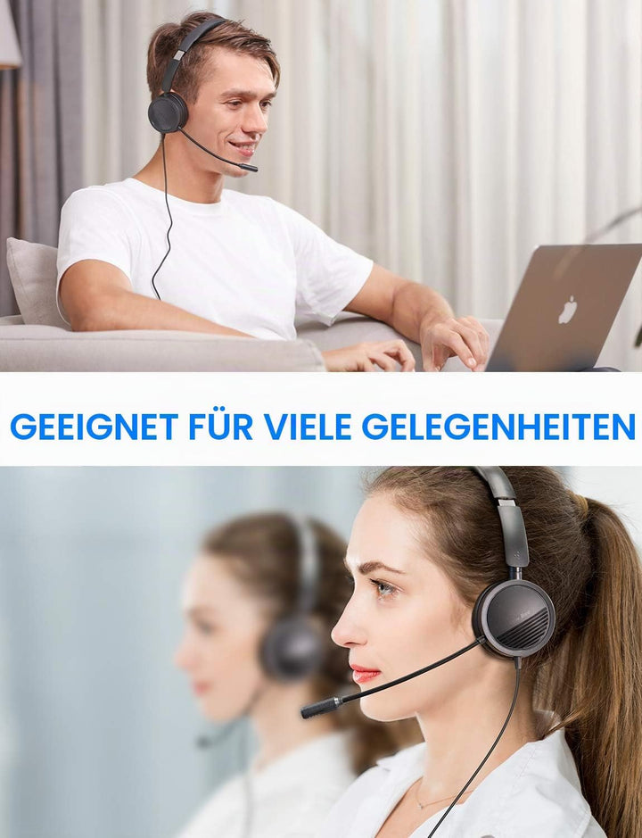 New bee PC Headset mit Mikrofon USB/3,5mm Business Headset Noise Cancelling &amp; Klare Stereo-Sound für