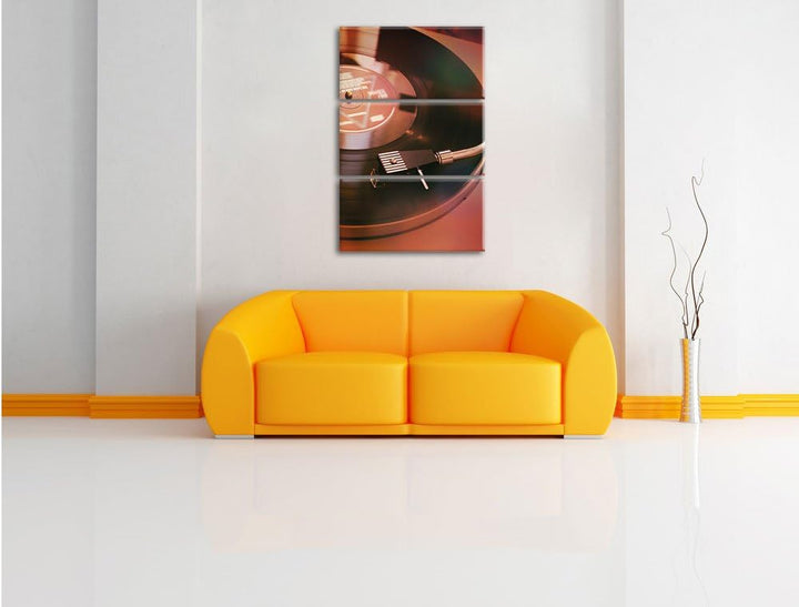 Pixxprint Schallplatte als Leinwandbild | Grösse: 3 Teilig (120x80) | Wandbild| Kunstdruck | fertig