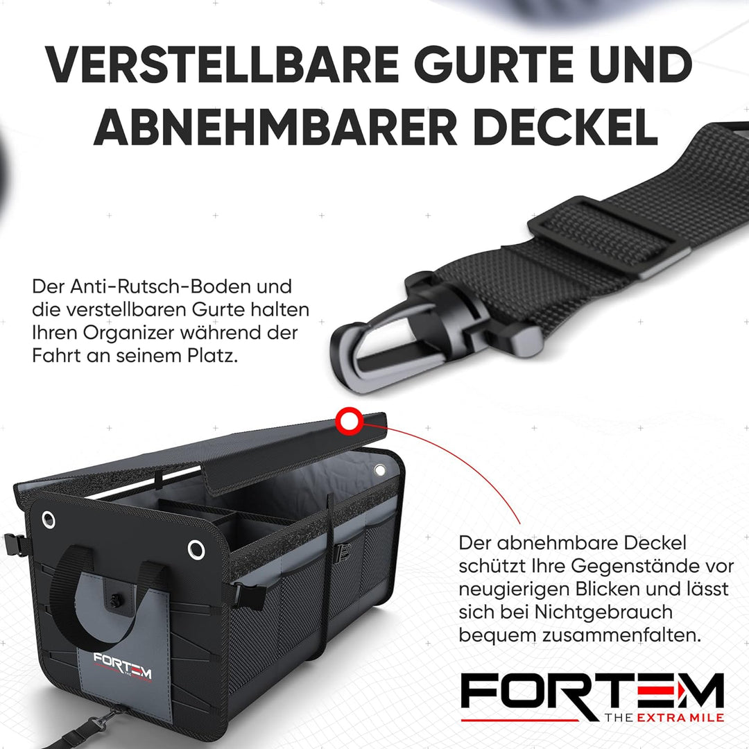 FORTEM Kofferraum Organizer, Kofferraumtasche, Zusammenklappbarer Auto Organizer Kofferraum mit Fäch
