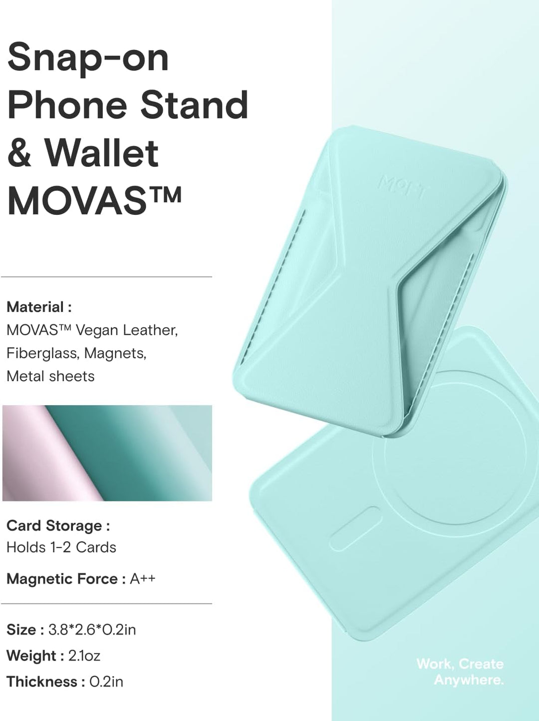 MOFT Magnetischer Wallet Ständer für iPhone 17/16/15/14/13/12 Serie Kompatibel mit MagSafe, MOVAS Ve