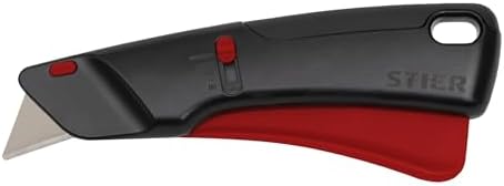 STIER Sicherheits-Cuttermesser Premium mit 10 Ersatz-Klingen, automatischem Klingeneinzug