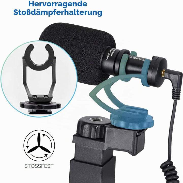 Moman Smartphone-Mikrofon mit Videokit, Shotgun-Mikrofon mit Nierencharakteristik, Kondensator-Richt