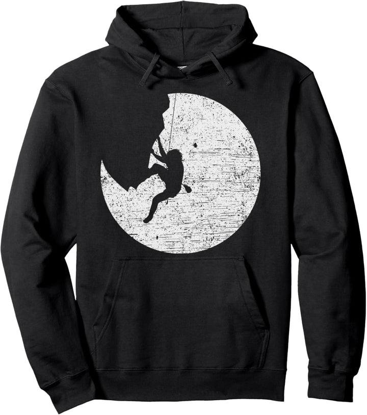 Klettern Kletterin Bouldern Kletterer Mond Berge Geschenk Pullover Hoodie