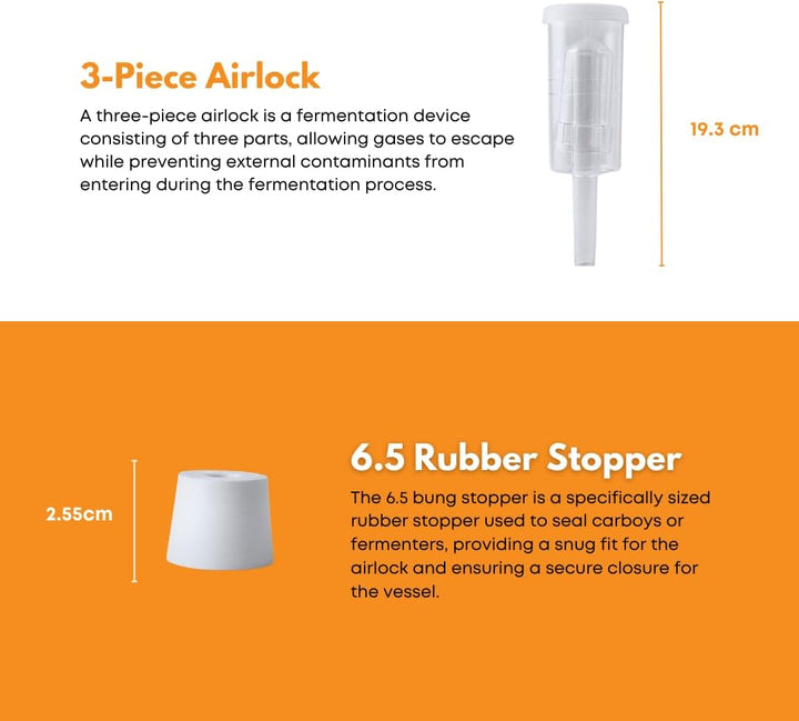 FastRack Stopper/Airlock Glasfermenter/Krug, 3,5 l, transparent Farblos