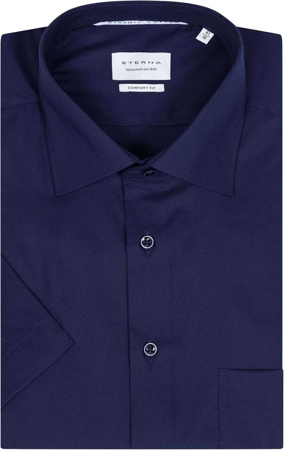 ETERNA Herren Businesshemd Kurzarm Comfort FIT | Uni | Bügelfrei | Kent Kragen 41 Dunkelblau-(19), 4