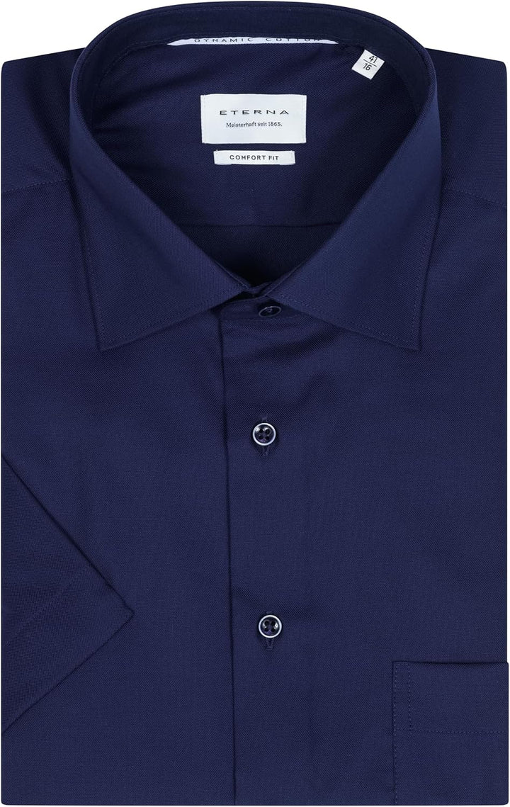 ETERNA Herren Businesshemd Kurzarm Comfort FIT | Uni | Bügelfrei | Kent Kragen 43 Dunkelblau-(19), 4