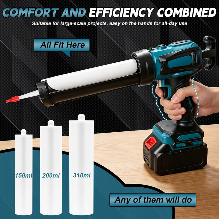 Akku Kartuschenpresse für Makita 18V, Anti-Tropf-Funktion &amp; LED-Licht, 4-stufige Geschwindigkeitsreg
