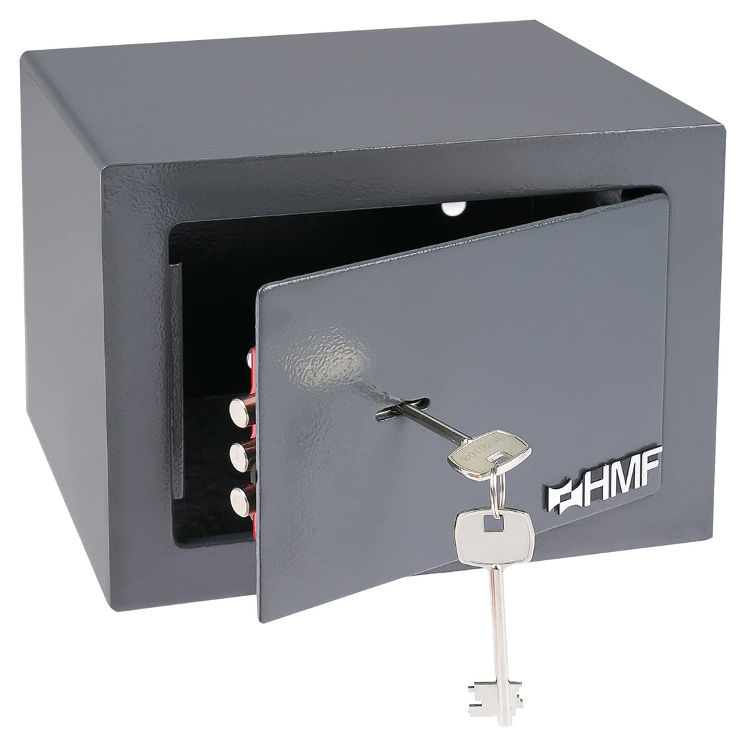 HMF 49216-11 Safe Tresor klein mit Schlüssel, Möbeltresor | 23 x 17 x 17 cm | Anthrazit, Anthrazit