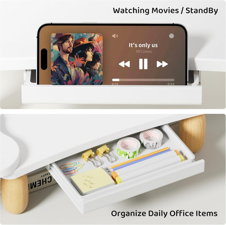 Dual-Monitorerhöhung, Cookie-Form, verstellbare Länge und Schwenkwinkel, Schreibtisch-Organizer aus
