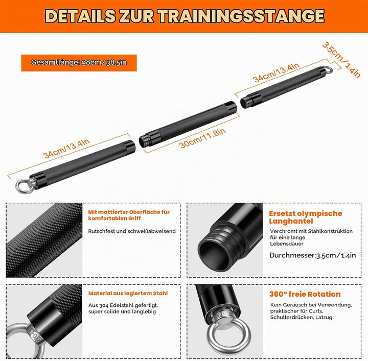 DASKING Fitnessbänder Widerstandsbänder Stange, Fitnessgeräte für Zuhause, 75cm/90cm/98cm Abnehmbare