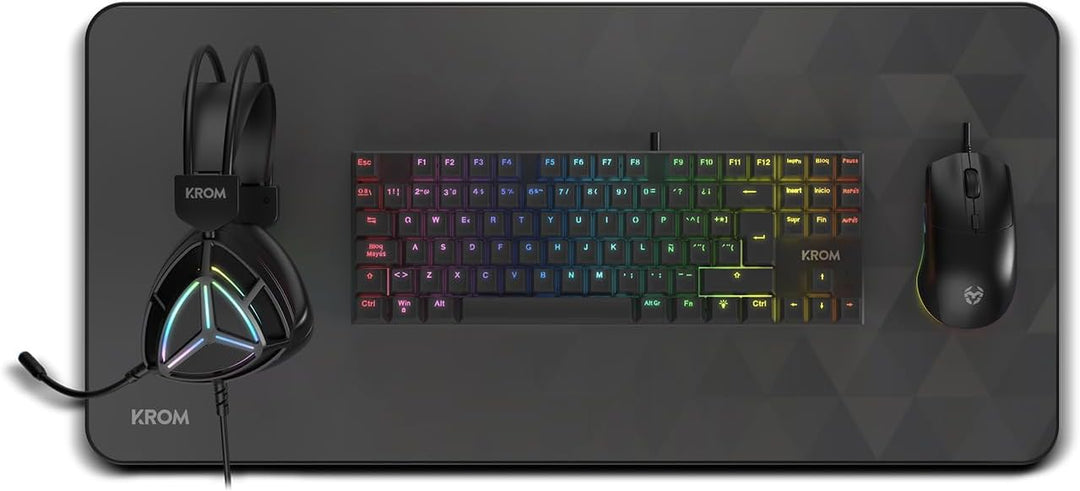 KROM Klass – 4-in 1 Gaming-Set: Mechanische TKL, Tastatur RGB, spanisches Layout, optische Maus mit