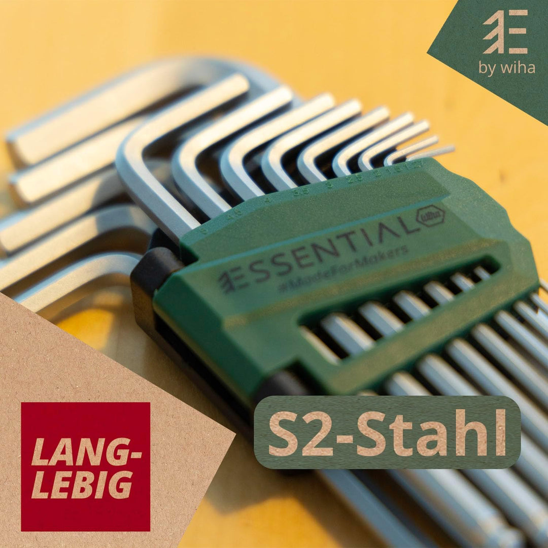 Wiha Essential Stiftschlüssel Set 14 tlg. mit Kugelkopf I Innensechskant Satz 1,27-10mm I Innensechs