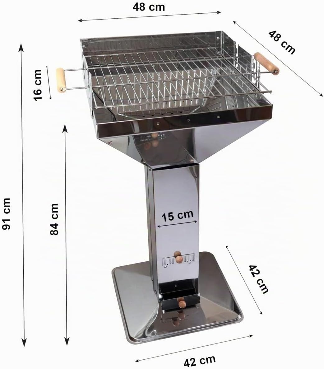 Bilderrahmen Neumann Holzkohlegrill Kingsale, Säulengrill Edelstahl, Gartengrill, Trichtergrill, Sil