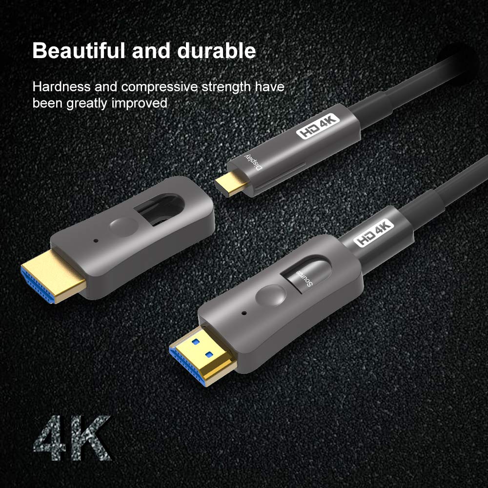 YIWENTEC HDMI-Glasfaserkabel 4k @ 60Hz HDCP2.2 4: 4: 4 High-Speed 18 Gbit/s HDR 3D 4K2K HDMI-Glasfas