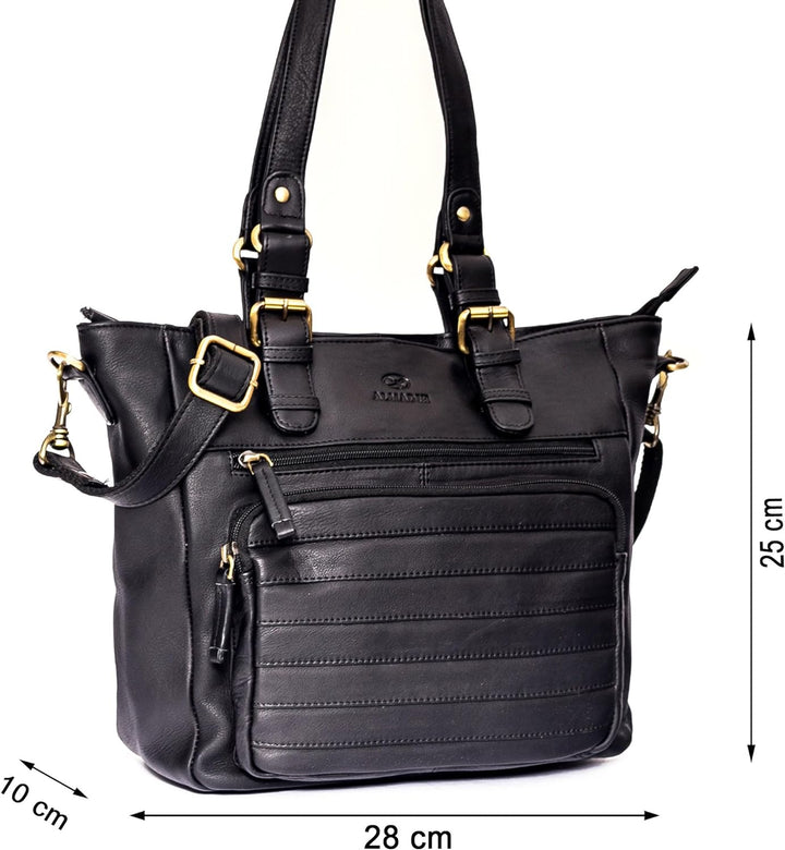 ALMADIH Premium Leder Damentasche Schultertasche KYLA - Ledertasche Handtasche Umhängetasche Henkelt