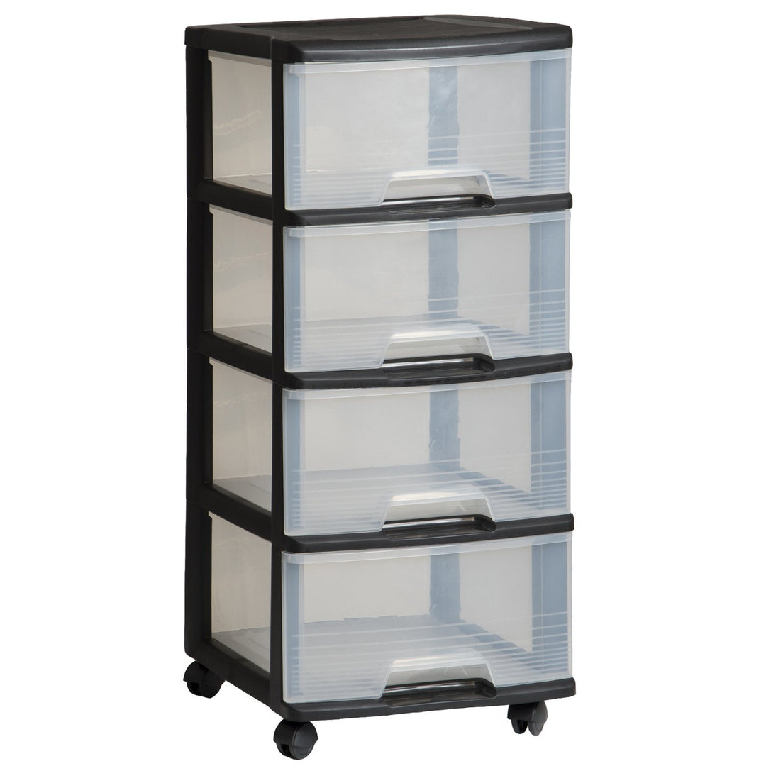 Curver VB 771319 Tray System 4x20l + Wheels, Plastik, Black, 1.1000000000000001 x 1.1000000000000001