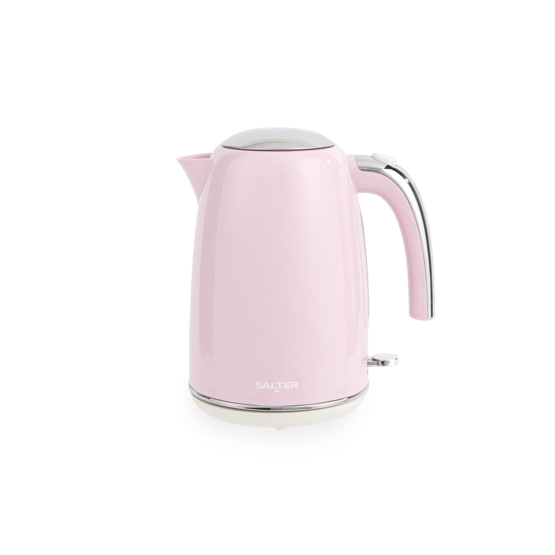 Salter Retro Wasserkocher elektrisch 2200 W, 1,7 l – rosa Wasserkocher mit 360°-Drehfuss, herausnehm