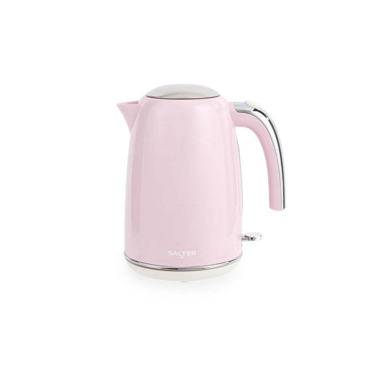 Salter Retro Wasserkocher elektrisch 2200 W, 1,7 l – rosa Wasserkocher mit 360°-Drehfuss, herausnehm