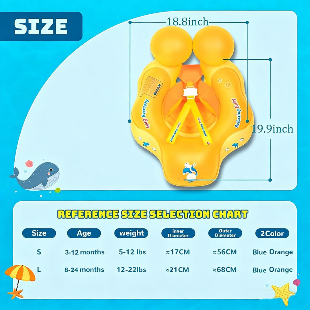 Baby Schwimmring ab 3-24 Monate,Blau/Orange Schwimmreifen Babys, Baby Swimming Float,Aufblasbare Sch