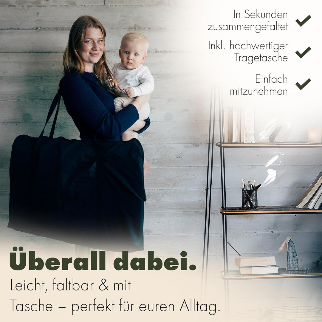 KUNU® Babywippe Neugeborene bis 24 Monate - Sichere Baby Wippe mit praktischer Tragetasche - Faltbar