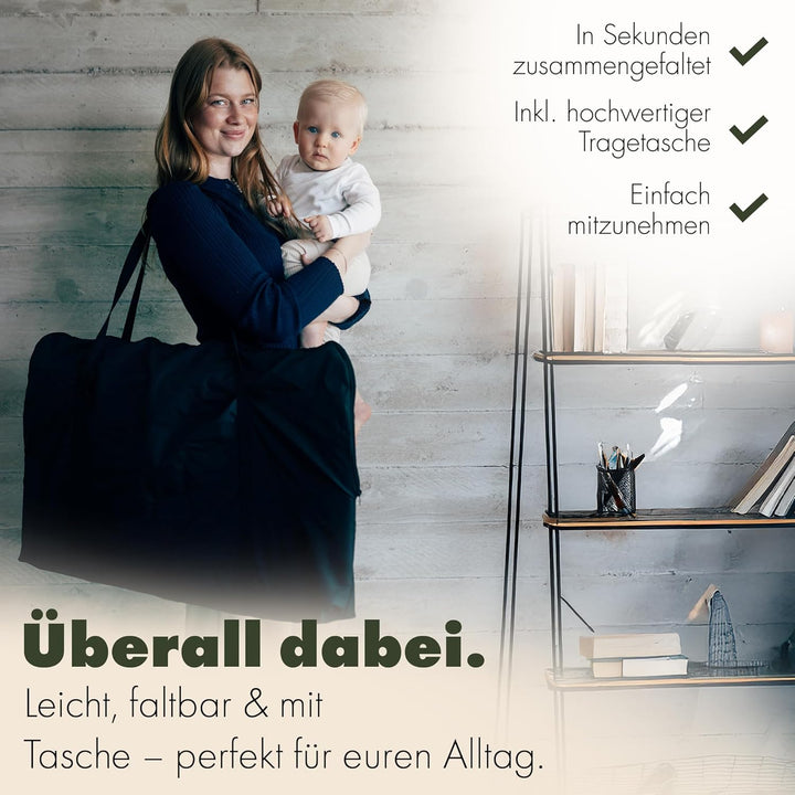KUNU® Babywippe Neugeborene bis 24 Monate - Sichere Baby Wippe mit praktischer Tragetasche - Faltbar