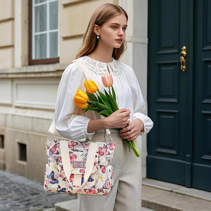 DIRRONA Bunte Damenhandtaschen Modedruck Umhängetasche Multi Pocket Multi Fach Crossbody Bag Beiläuf