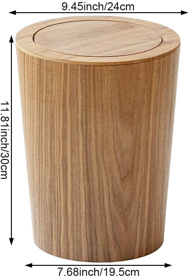 Holz-mülleimer, Schwingdeckel-mülleimer, Papierkorb, Vintage-mülleimer, Holzmaserung, Mülleimer, Sch