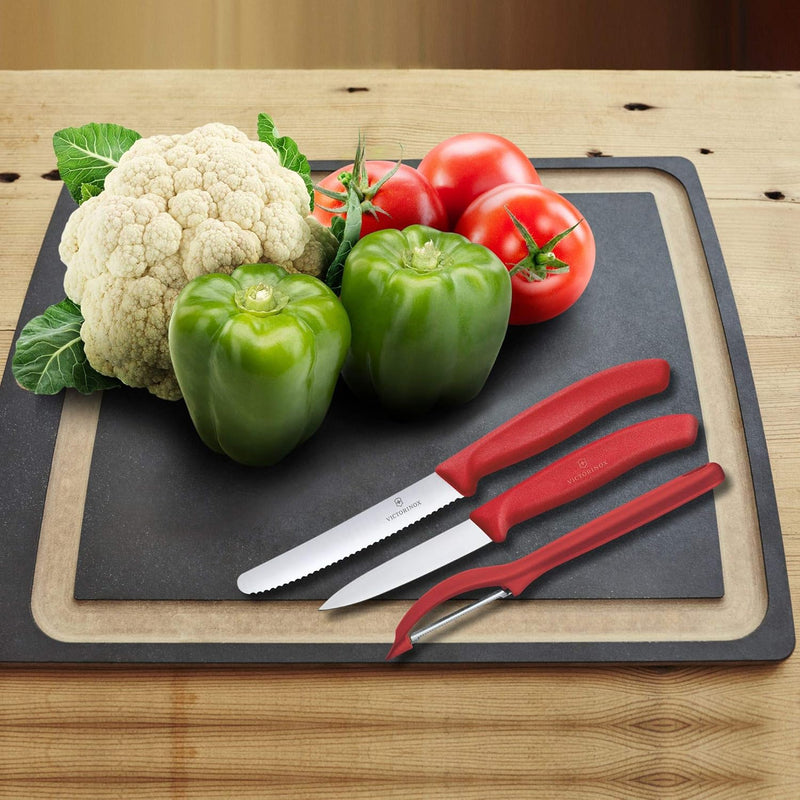 Victorinox, Swiss Classic, Profi Gemüsemesser-Set mit Schäler, 3-teilig, , Robuster Kunststoffgriff,