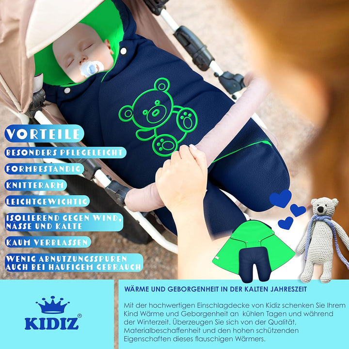 KIDIZ® Baby Einschlagdecke Babyschale Winter Herbst Babydecke mit Tasche Universal Fusssack kompatib