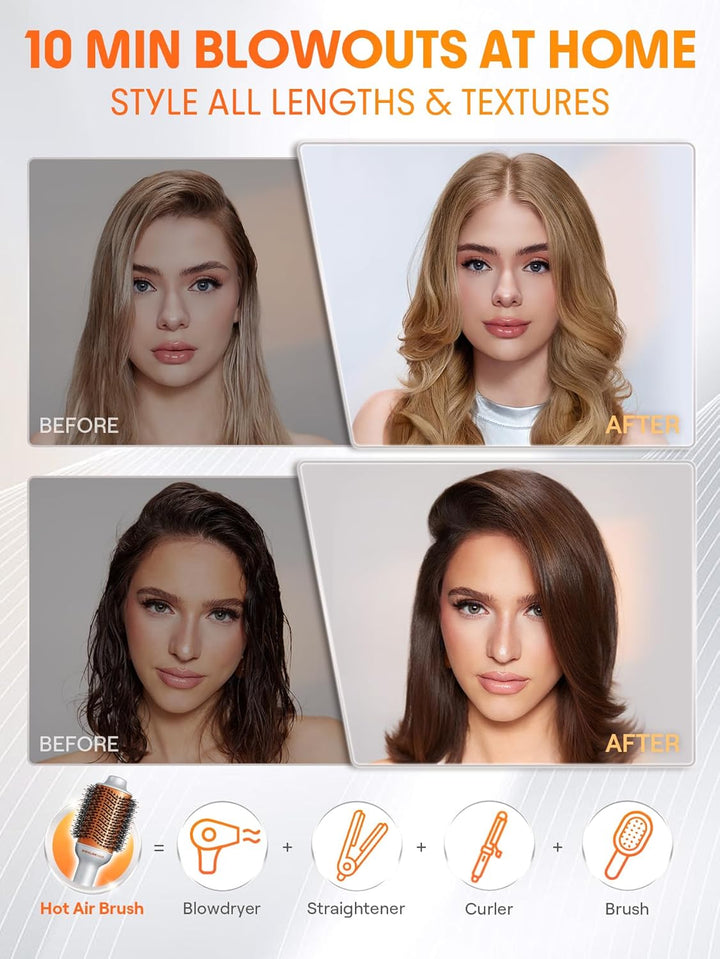 SHEGLAM Blowout Bliss Heissluftbürste 4 in 1 zum Trocknen Glätten Locken und Volumisieren mit Pflege