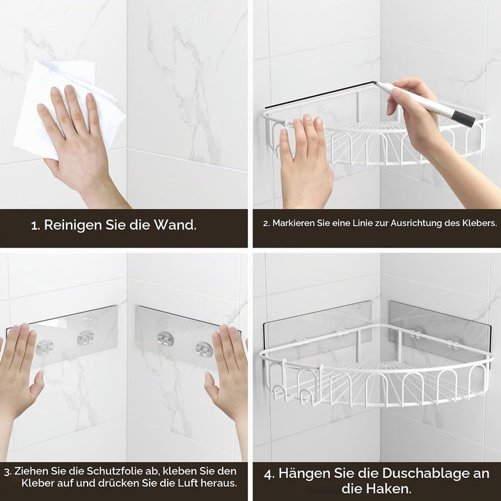 Orimade Eckablage Duschablage ohne Bohren SUS304 Edelstahl, Selbstklebend Duschregal Duschkörbe Rost