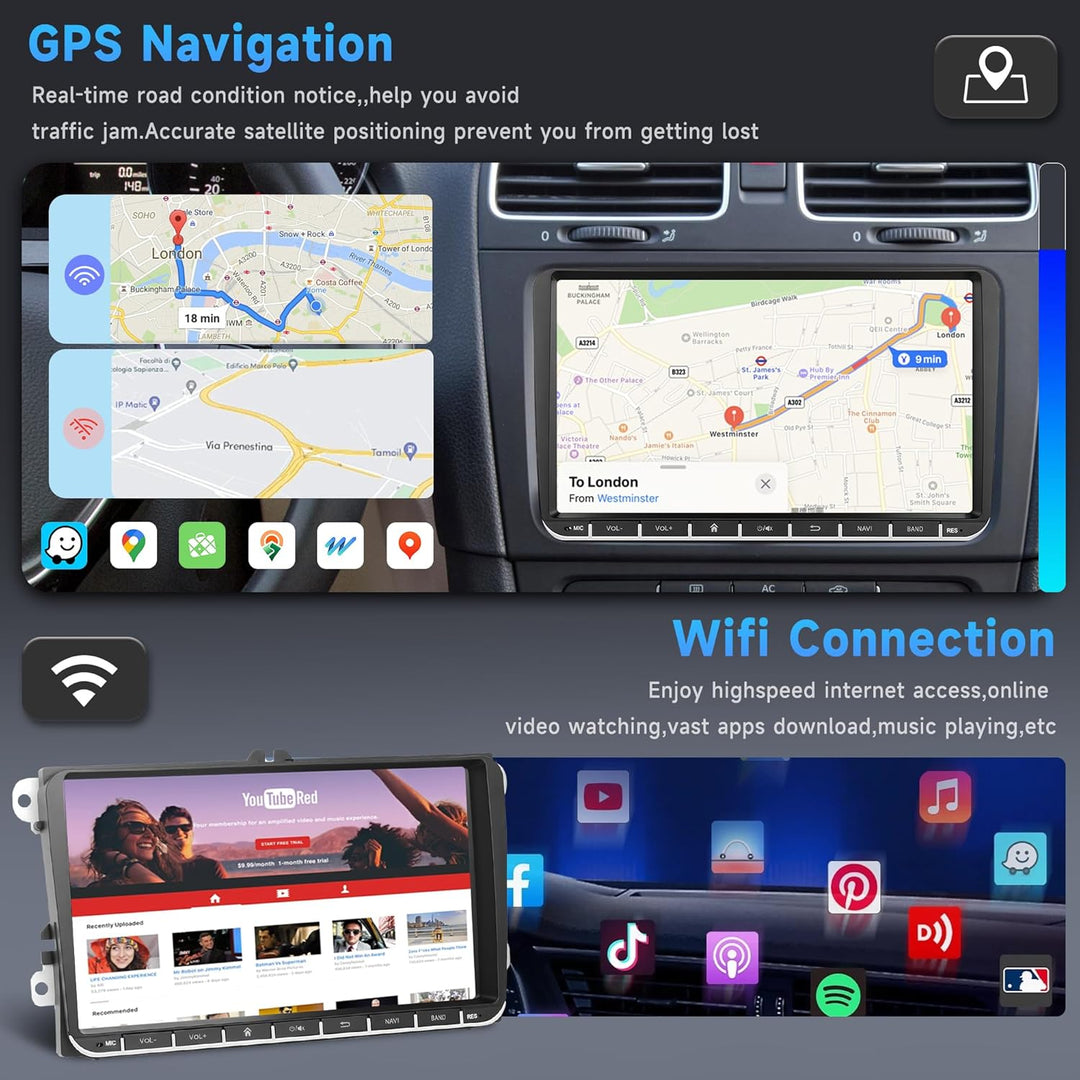 2G+64G Android 15 Autoradio für VW Golf 5 6 Passat Jetta Caddy EOS T5 Tiguan Touran CC Polo 9 Zoll H