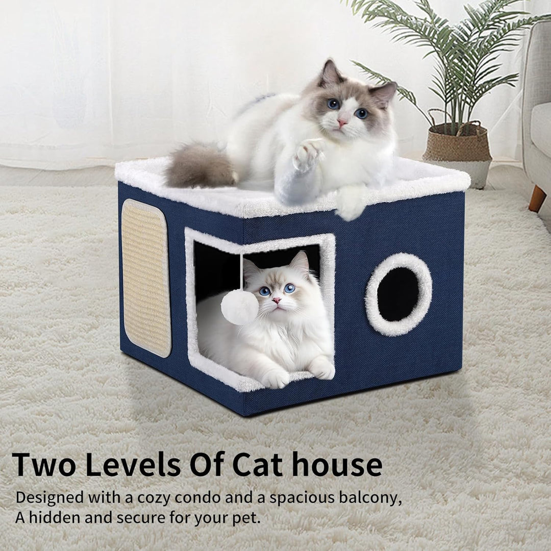 Shikha Faltbares Katzenhöhle, Katzenhaus für Indoor Katzen, 43L x 43B x 32H cm Grosse Katzenhöhle mi
