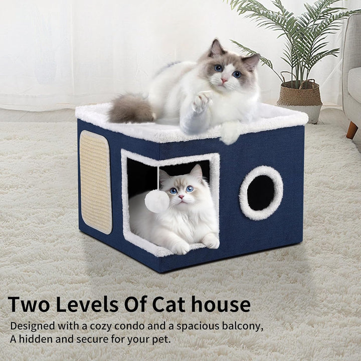 Shikha Faltbares Katzenhöhle, Katzenhaus für Indoor Katzen, 43L x 43B x 32H cm Grosse Katzenhöhle mi