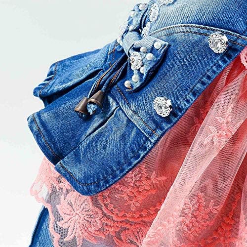 Peacolate 6M-4Jahre Baby Mädchen Kleidungsset 3 Stück Rock mit Spitze Jeans und Jeansjacke im Button