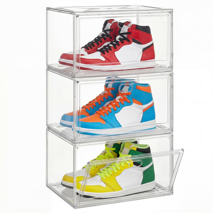 SONGMICS Schuhboxen stapelbar transparent, Schuh-Organizer, Schuhaufbewahrung, für Schuhe bis Grösse
