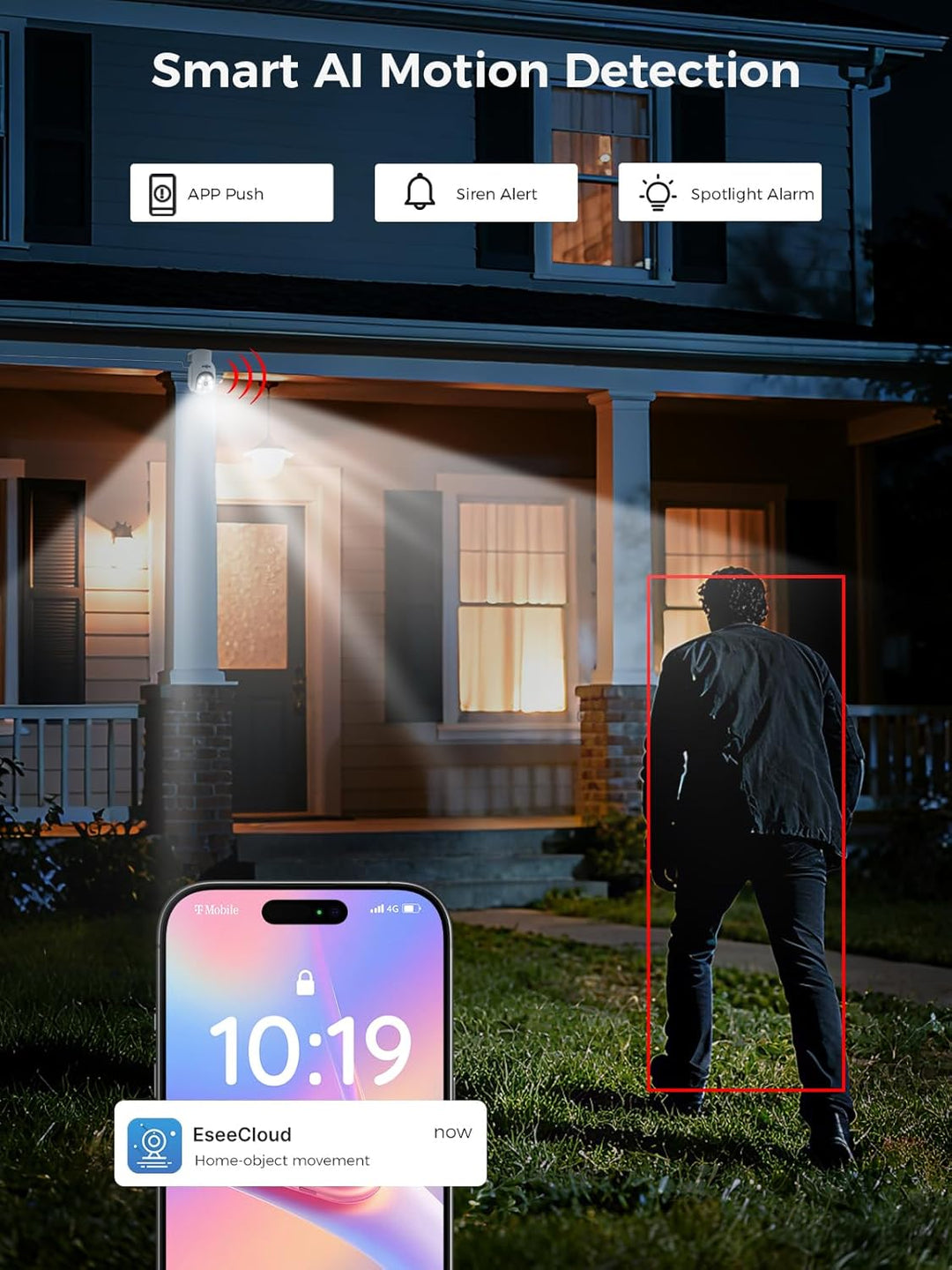 【5MP Auflösung+360°PTZ】 Hiseeu 5MP Überwachungskamera Set Aussen,4X 5MP 360° Überwachung Kamera Auss