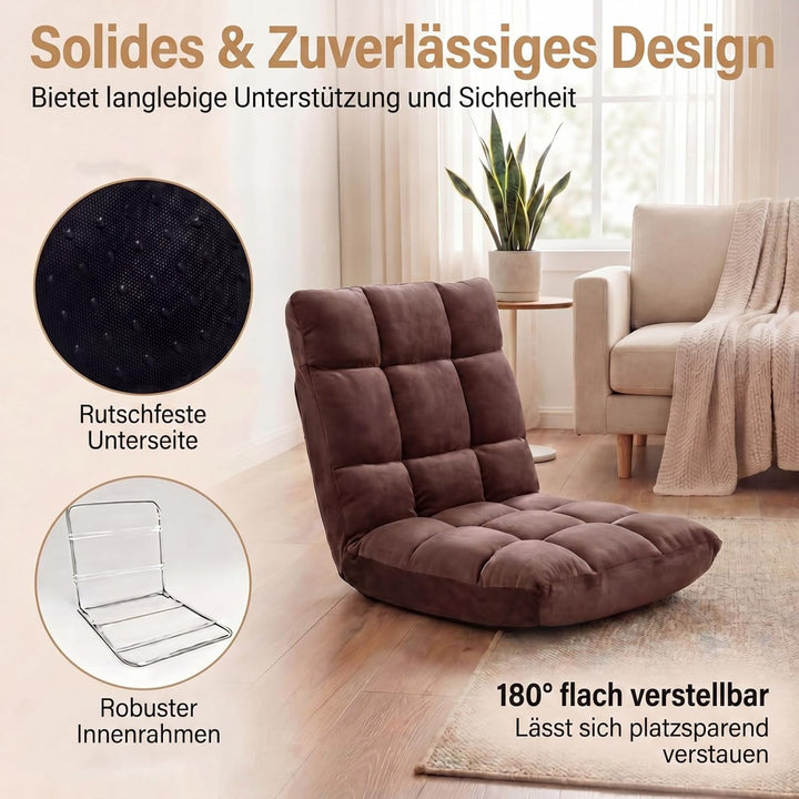 RELAX4LIFE Bodenstuhl Klappbar, Bodensessel mit Verstellbarer Rückenlehne &amp; Liegefunktion, Relaxsess