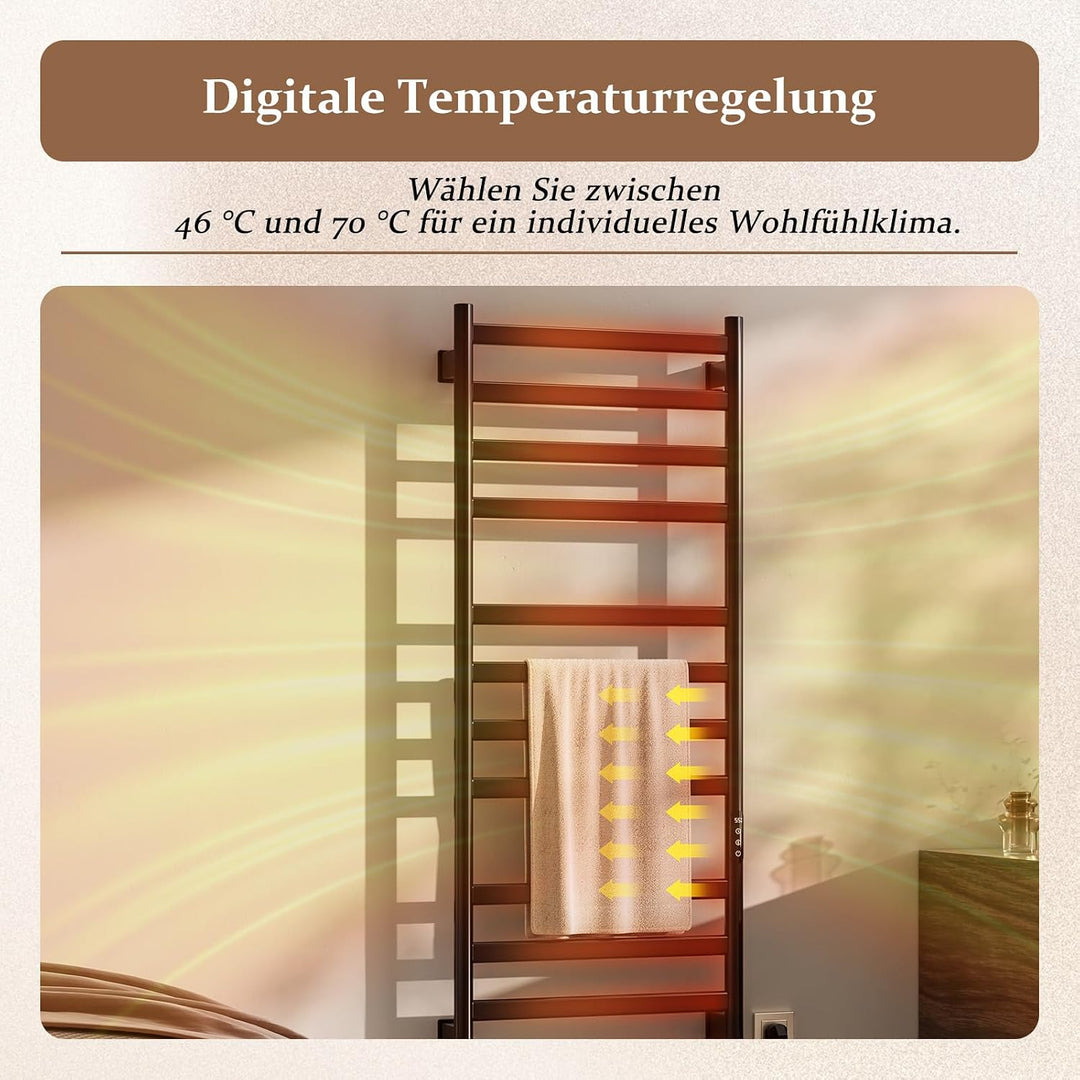 Handtuchheizkörper Elektrisch, Badheizkörper Handtuchhalter, Wählbare Temperatur, Touch Control LED-