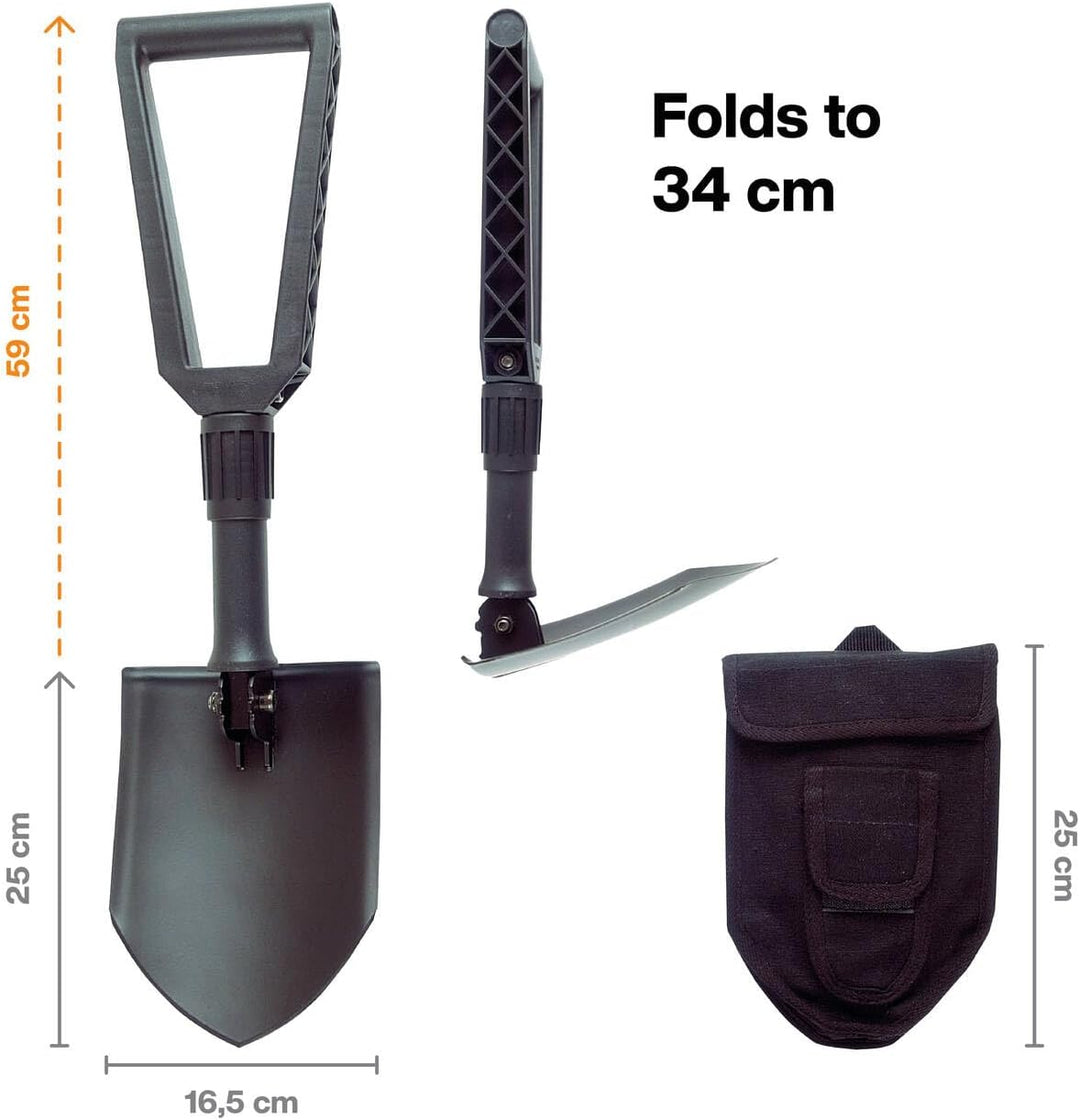 Fiskars Klappspaten für Camper und Bergsteiger, Auch als Schaufel und Hacke einsetzbar, Mit Canvas-T