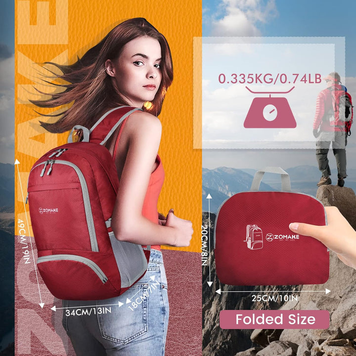 ZOMAKE Leicht Faltbarer Rucksack Packbare Backpacks 30L,Kleiner Faltbar Wanderrucksack Wasserdicht f