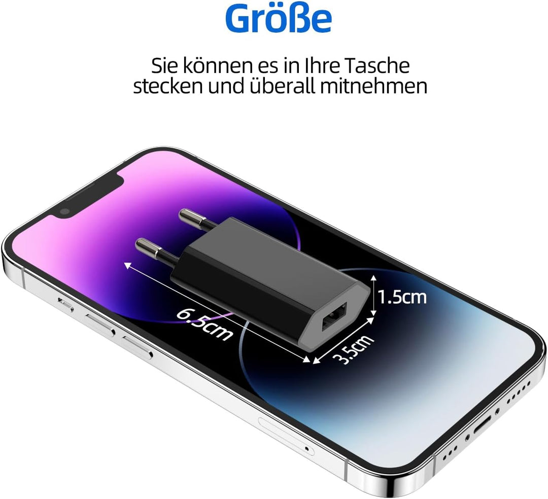 USB Power Supply, 2er Pack USB C Netzteil, 5V 1A USB Ladegeräte für iPhone, Netzstecker für iPhone X