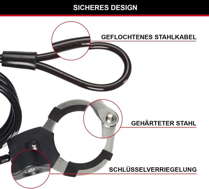 Master Lock Kabelschloss mit Schlüssel, 1 m, Ideal für Scooter Roller, Fahrrad, Kinderwagen, Sportau