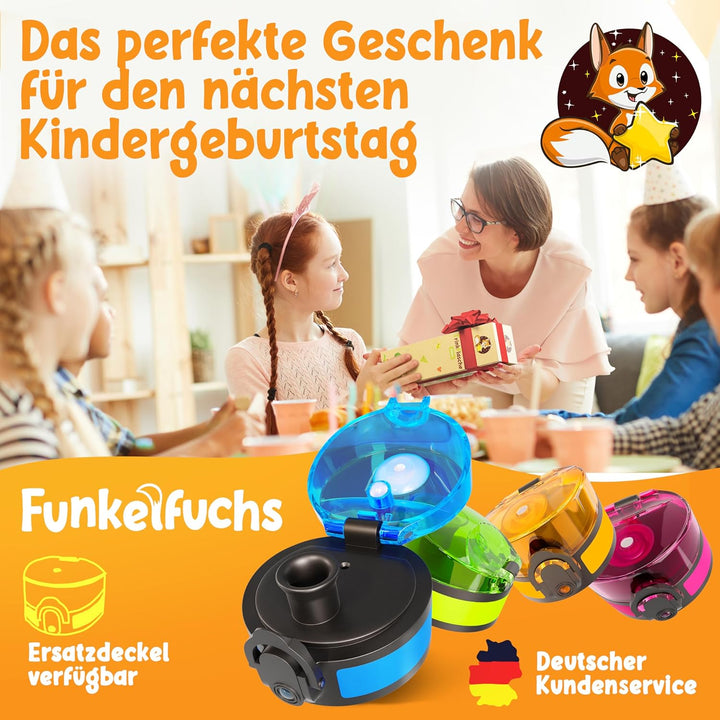 Funkelfuchs® - Trinkflasche für Kinder – 500ml, Blau – Kohlensäure geeignet - 100% auslaufsicher - W