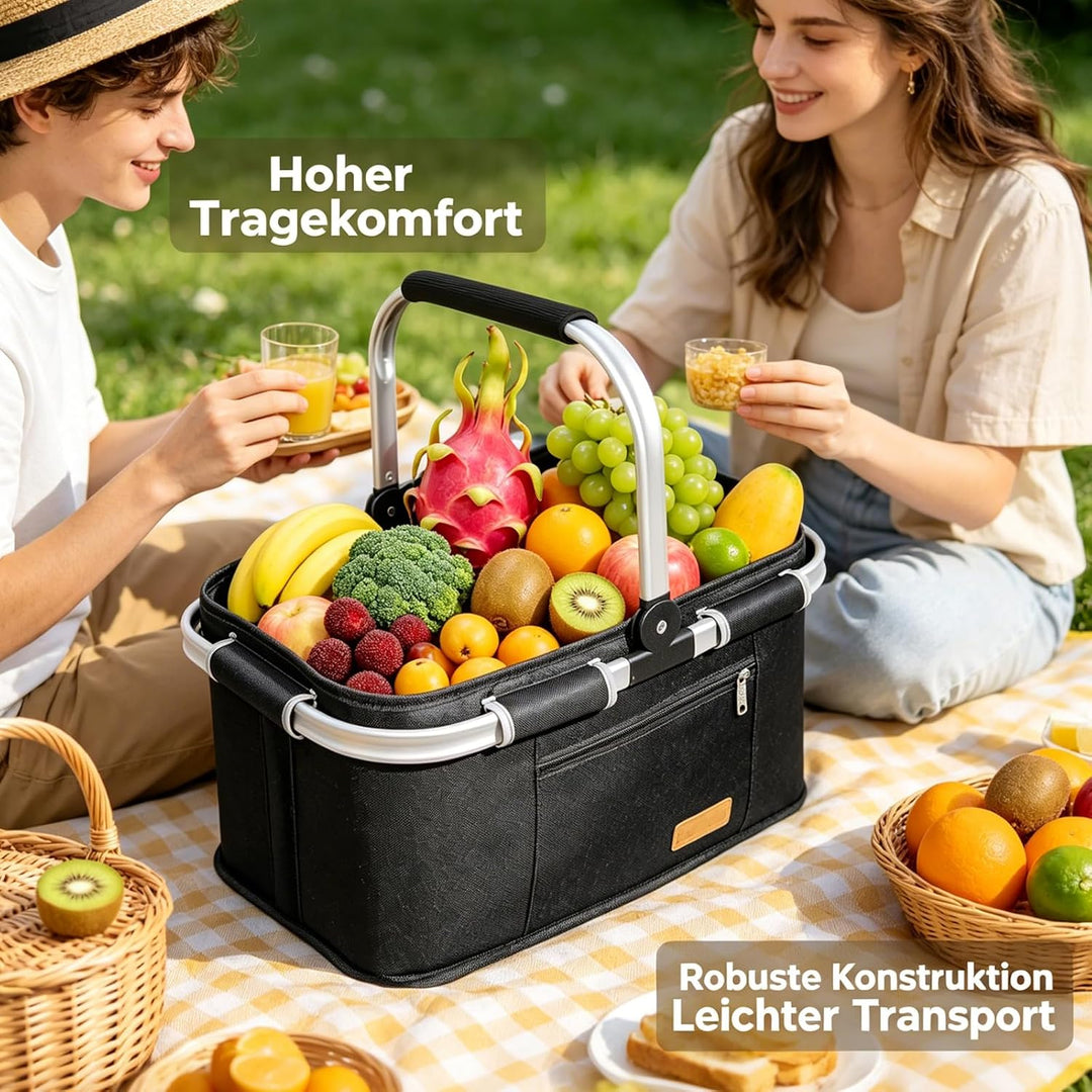 35L Einkaufskorb Faltbar, Grosser Einkaufskörbe Korb mit Gepolsterten Griffen, Einkaufskorb Geeignet