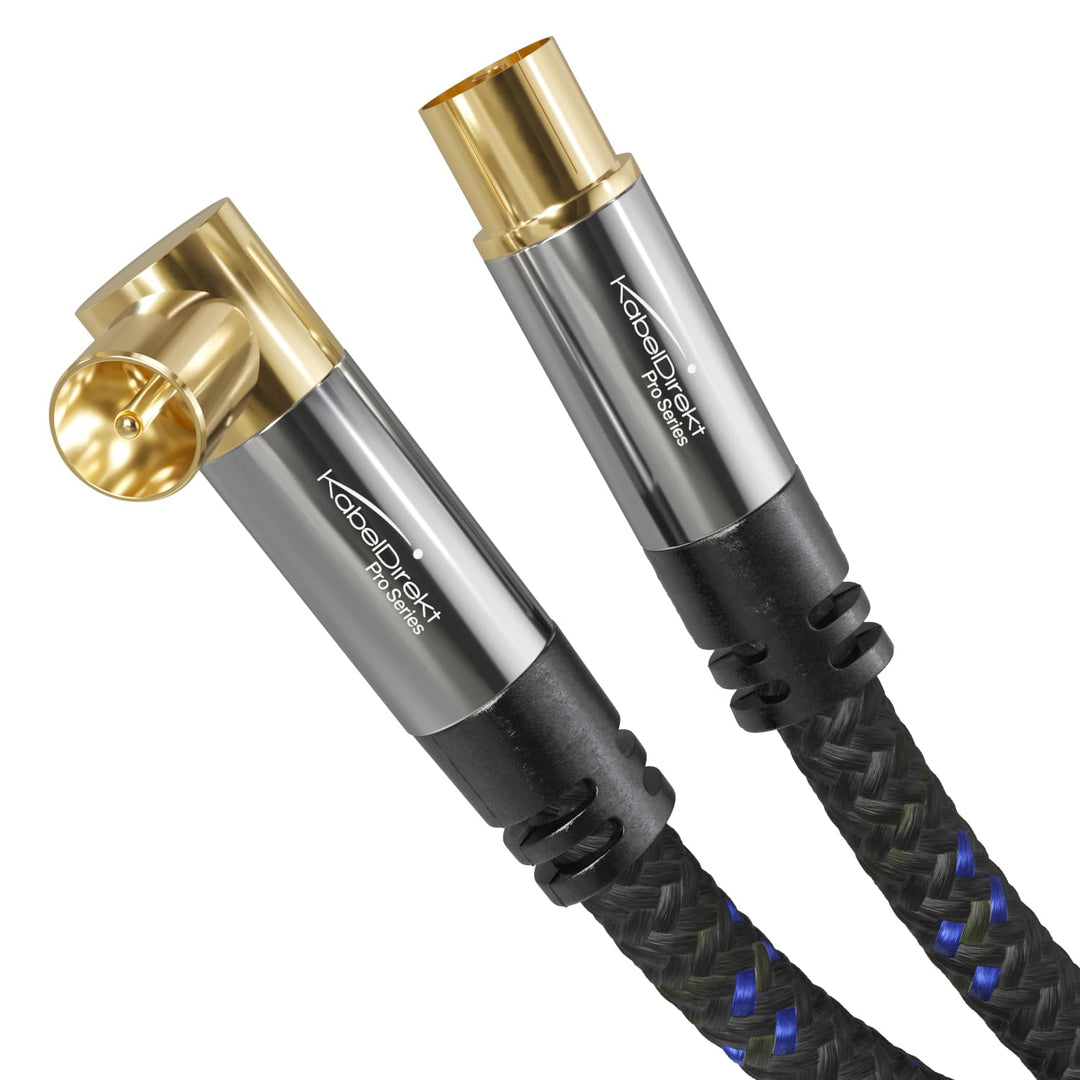KabelDirekt – 4K Antennenkabel Nylon, TV Kabel gerade/90° gewinkelt – 7,5m – In Deutschland entwicke