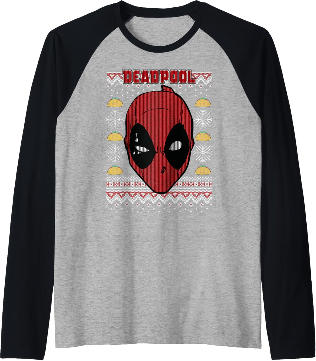 Marvel Deadpool Weihnachten Ugly Sweater Style Raglan