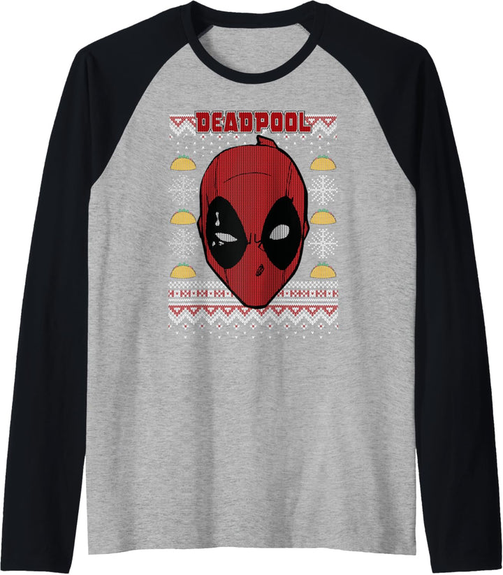 Marvel Deadpool Weihnachten Ugly Sweater Style Raglan