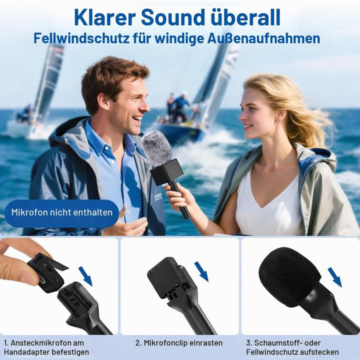 ZealSound Handmikrofon Adapter für DJI Mic, Wireless Lavalier Mikrofon Griff, Funkmikrofon Halter ko