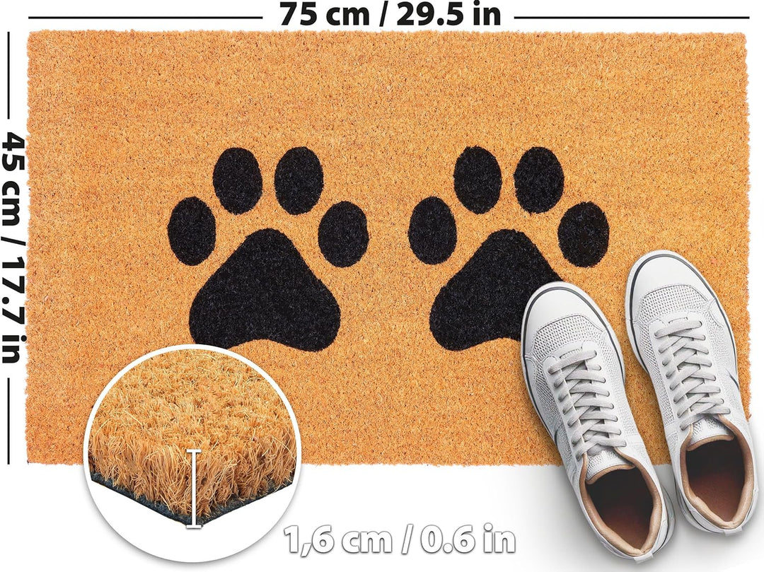 BRUBAKER Fussmatte für Aussen und Innen - Pfoten - 45 x 75 cm Hunde und Katzen Schmutzfangmatte aus